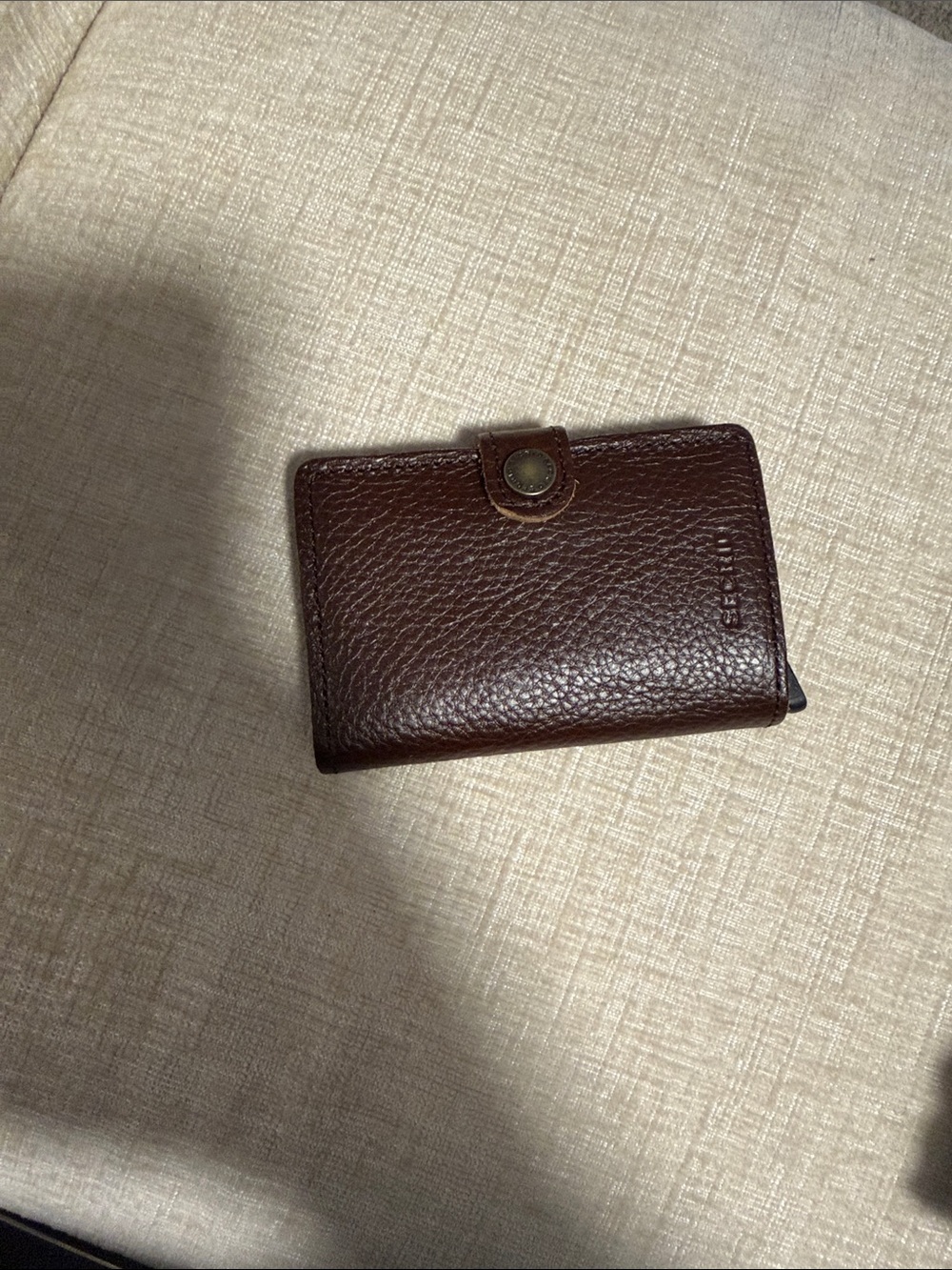 Secrid Miniwallet Original Brown Leather RFID Card Holder Wallet Snap Closure